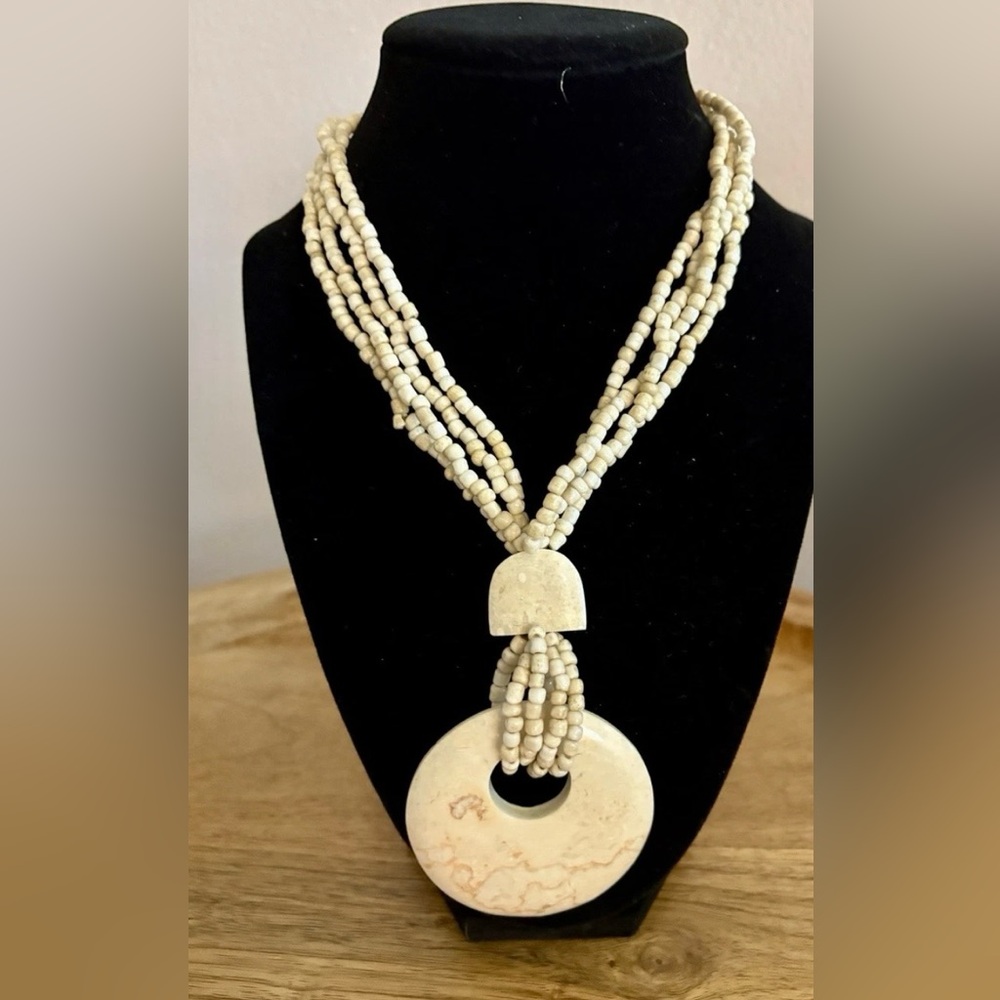 Elegant Cream Beaded Necklace from Bali. Handcrafted by artisan. New.